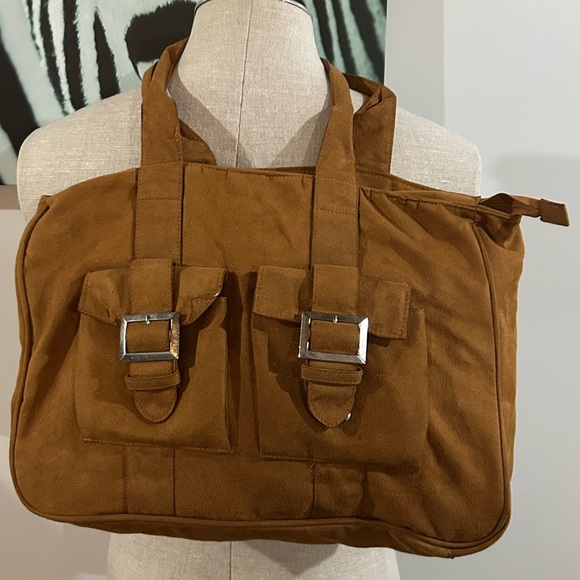 Tan Duffel Bag with Buckle Details - Picture 1 of 4